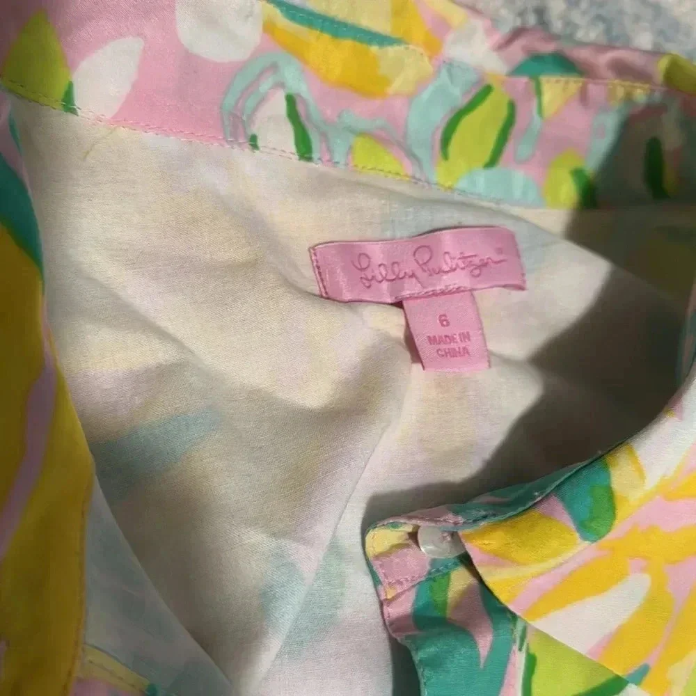 Lilly Pulitzer, pastel silk fit and flare waist tie dress six ￼
